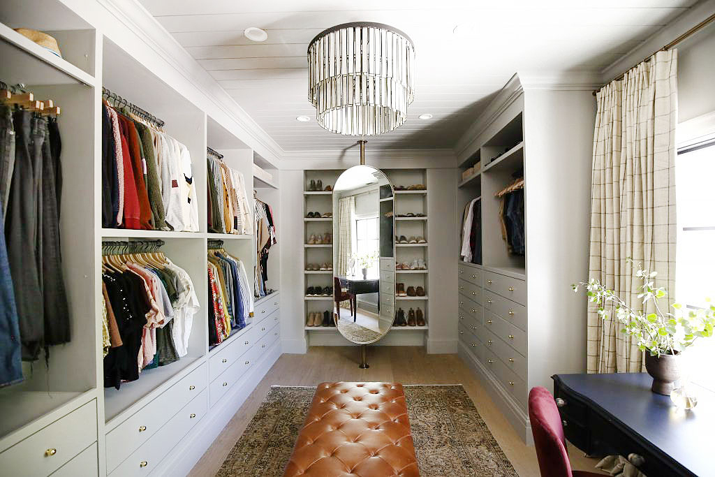 walk in gray closet