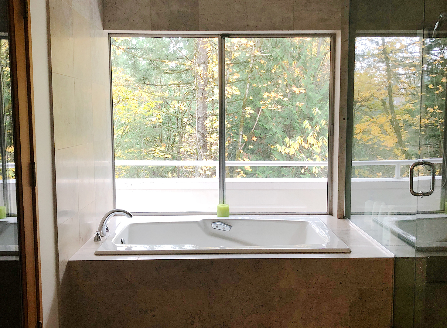 dated bathroom with built-in tub