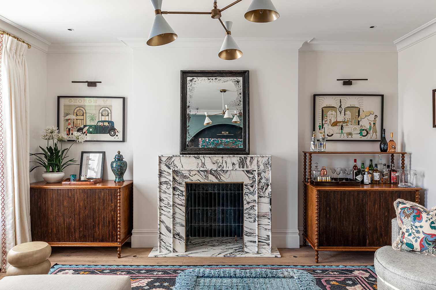 marble living room fireplace