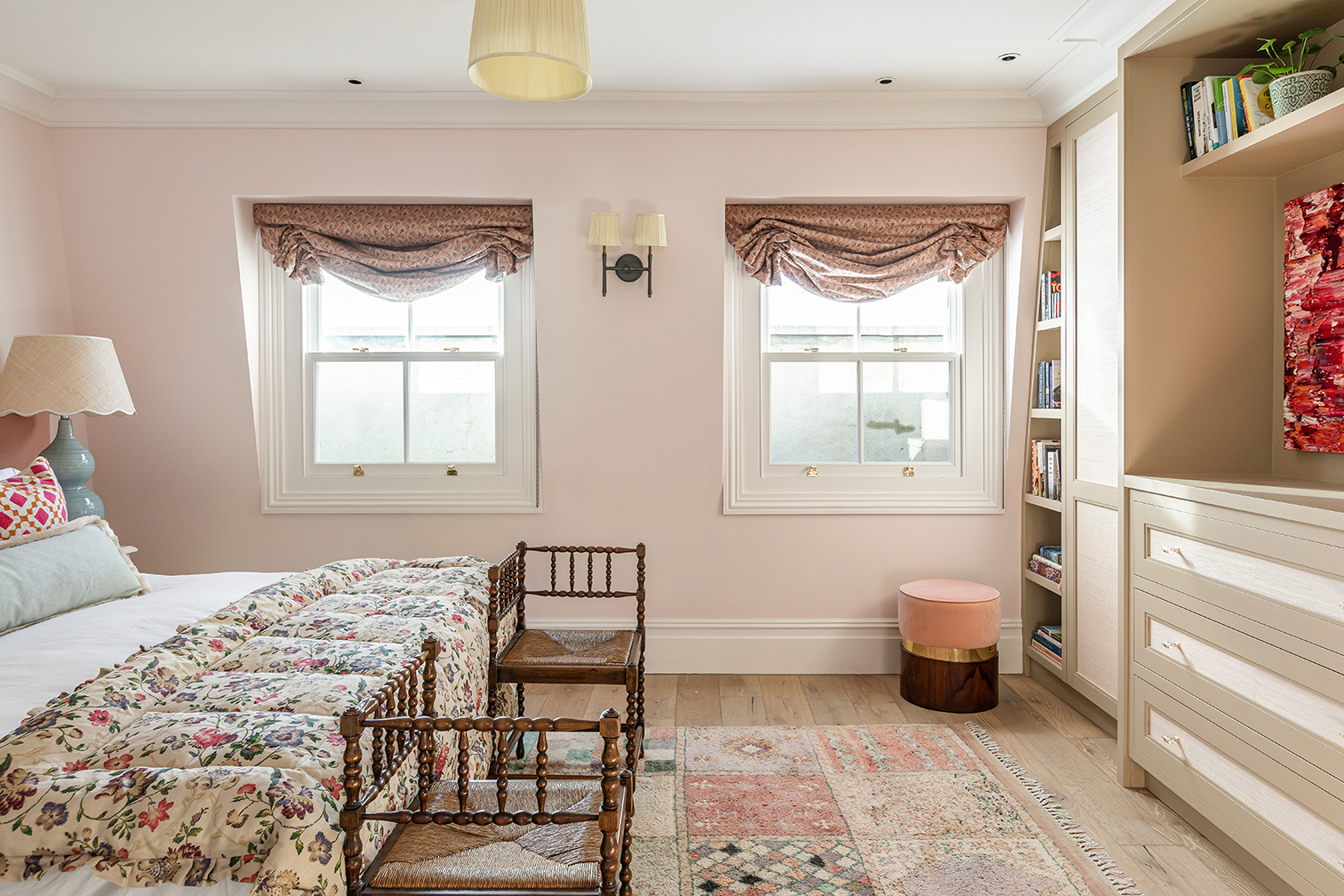 pink traditional bedroom