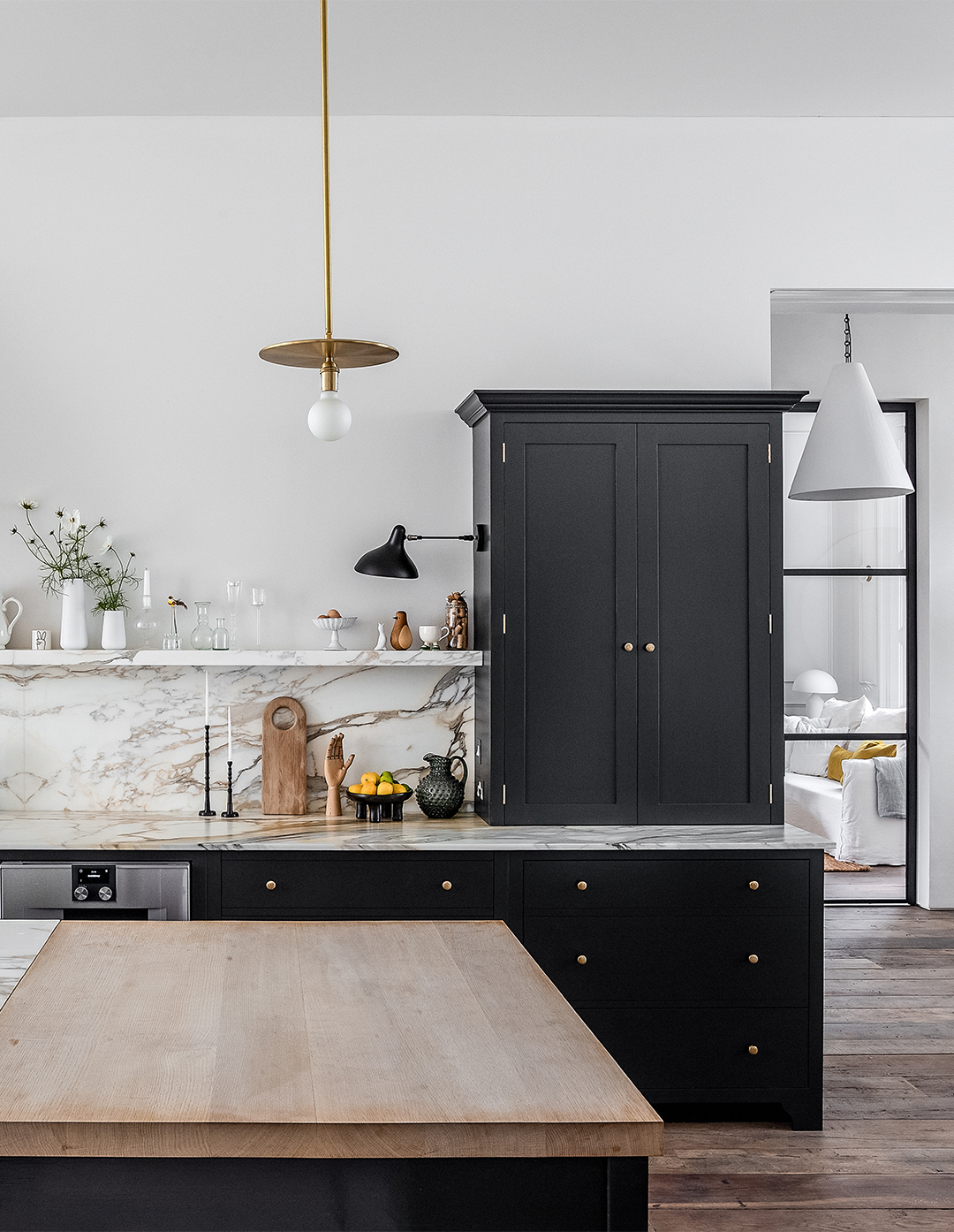 black and white kitchen