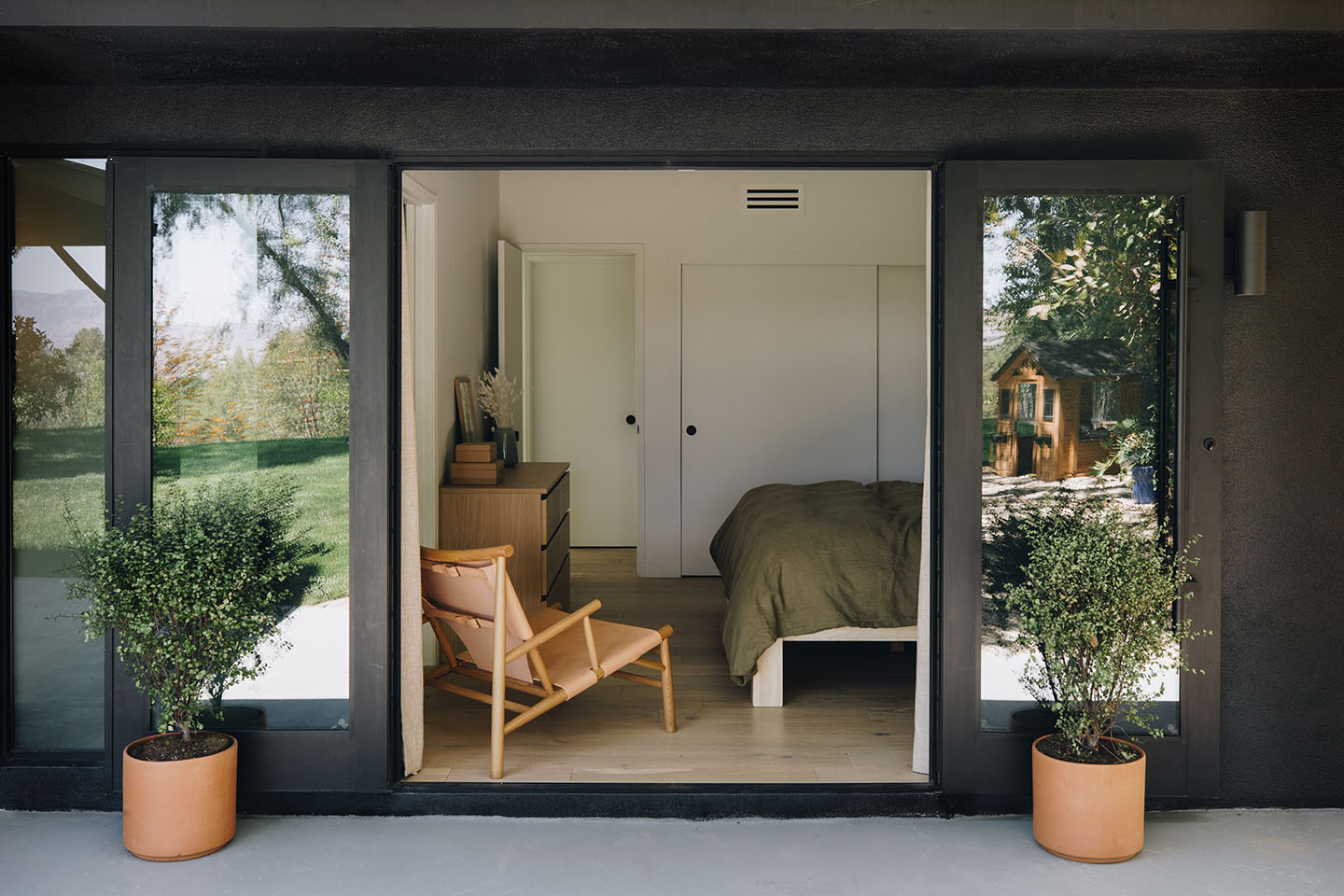 sliding door leading to bedroom