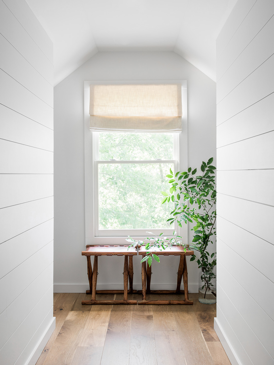 shiplap clad hallway