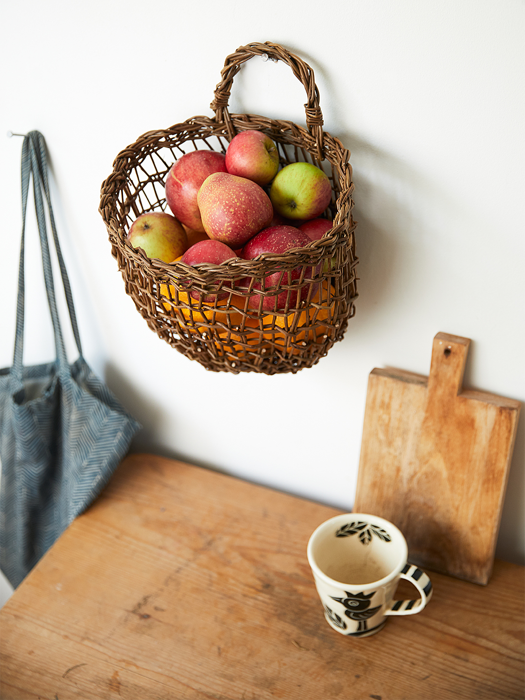 woven willow hanging fruit storage basket