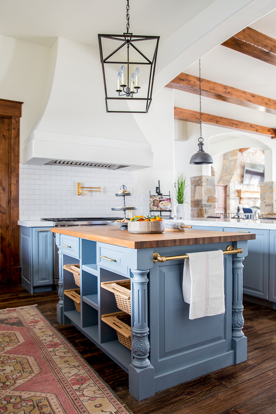 blue kitchen island