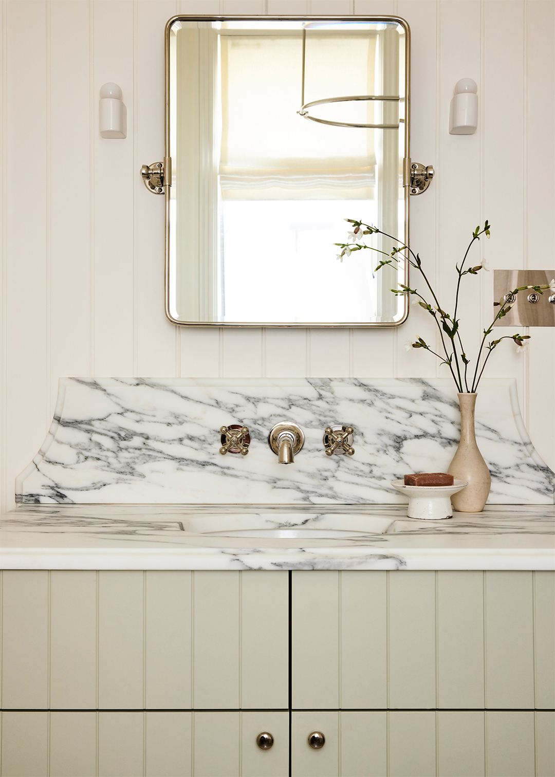 green bathroom vanity