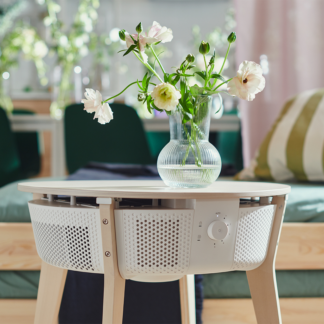 white table with flowers