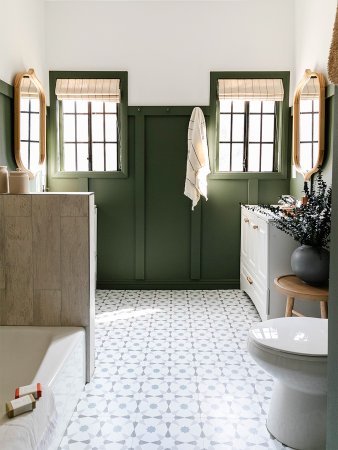 chic bathroom with green walls