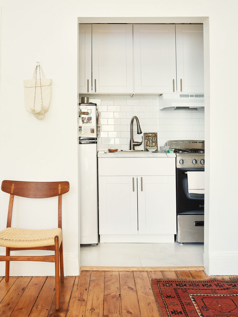 white galley kitchen