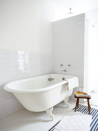 white tiled bathroom