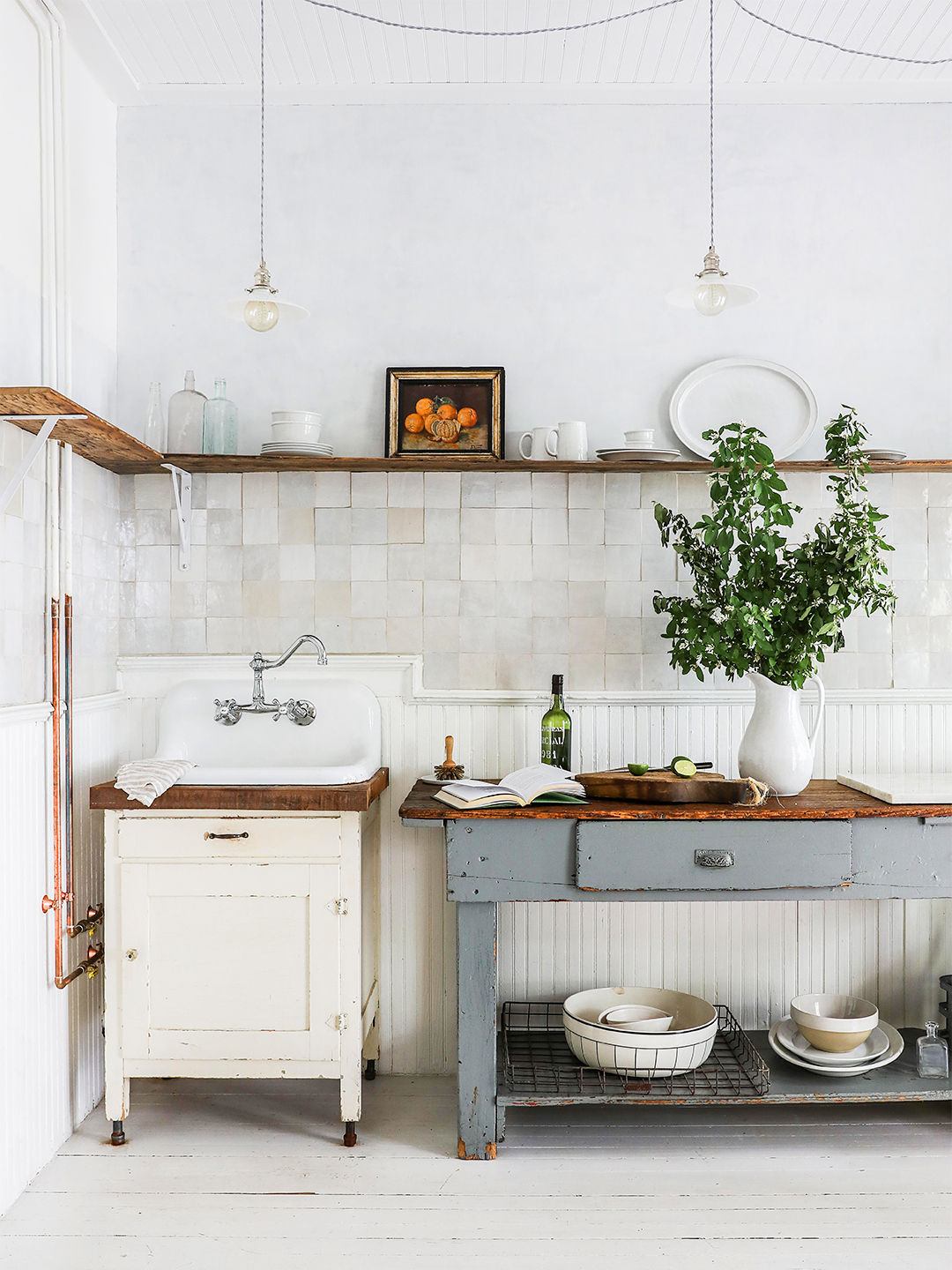 vintage kitchen sink and table