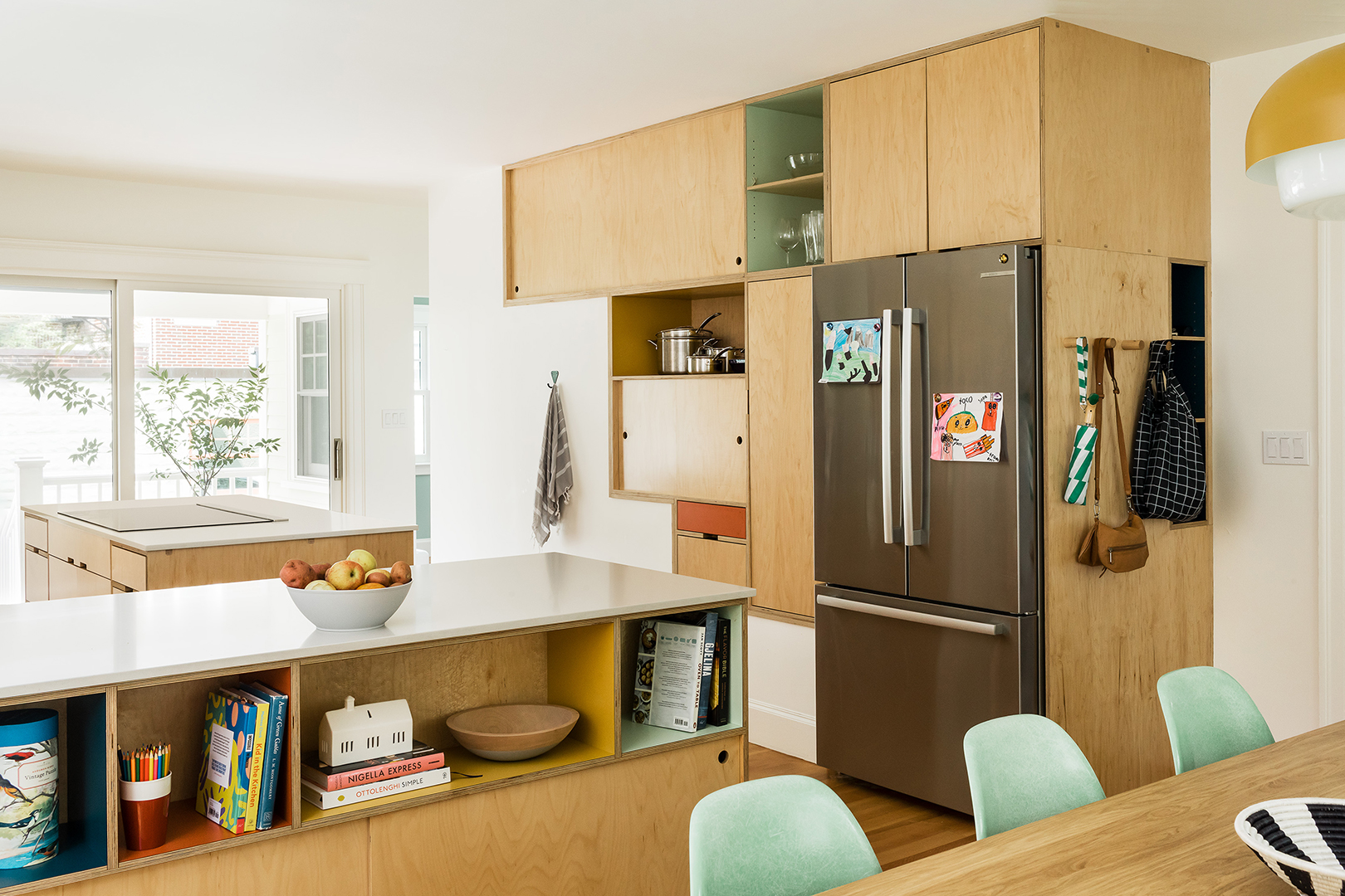 modern kitchen with staggered cainets