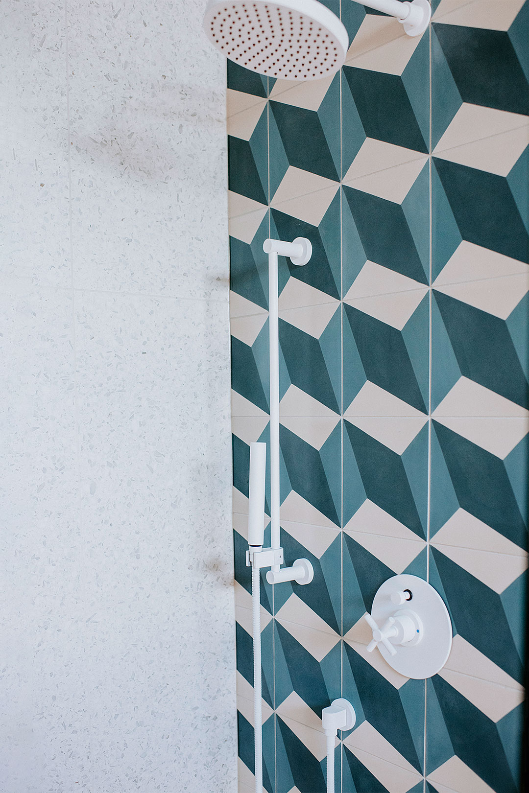 blue kids shower tile