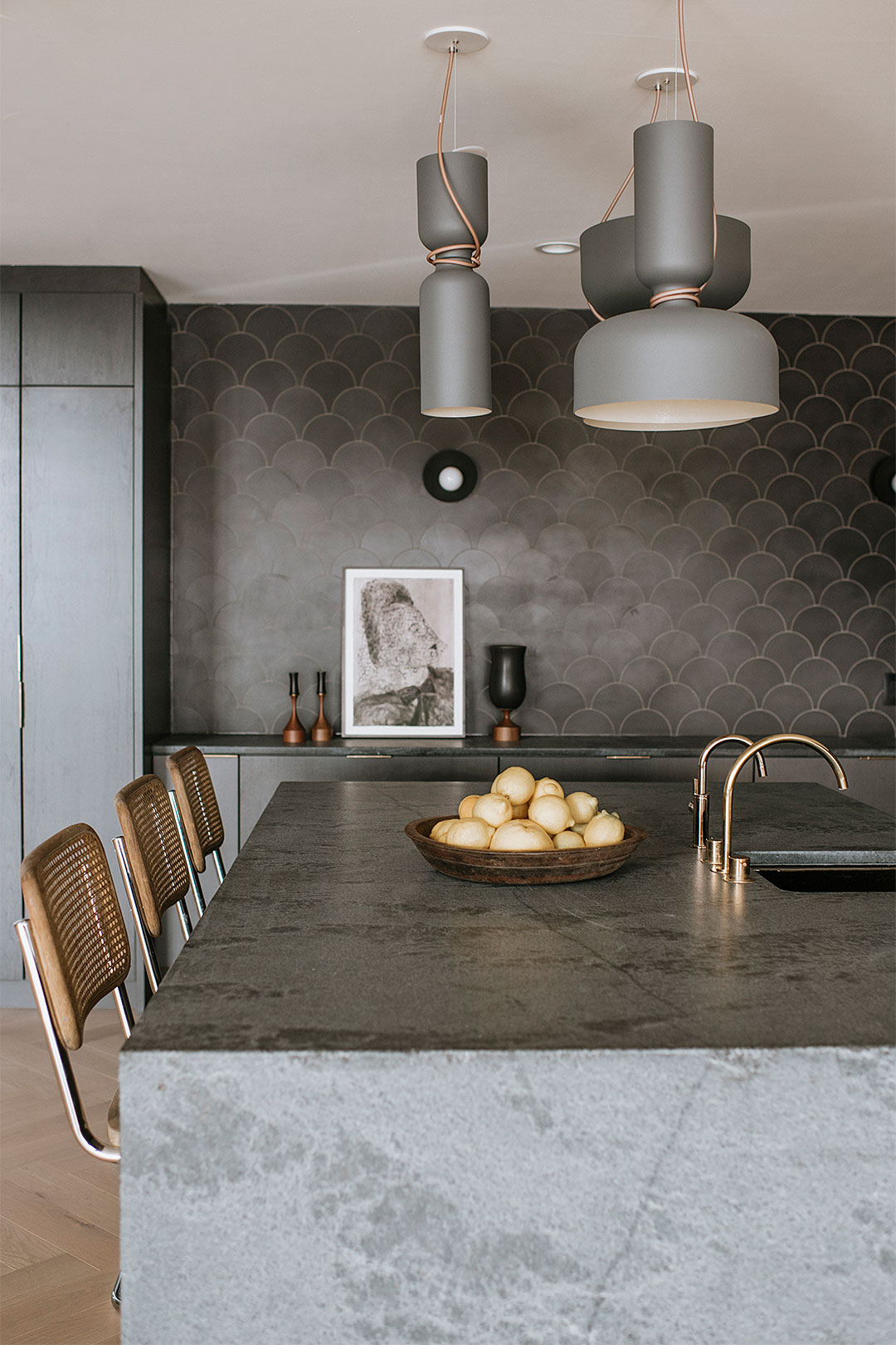 dark basement kitchen