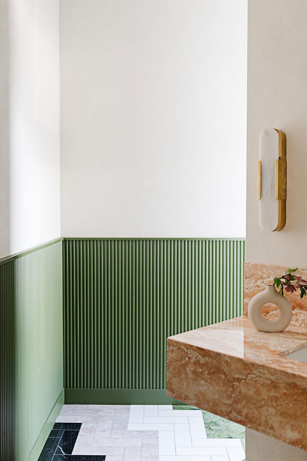 green wall paneling