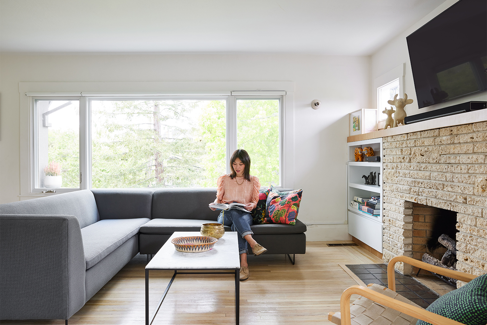 after Reno, minimalist white living room