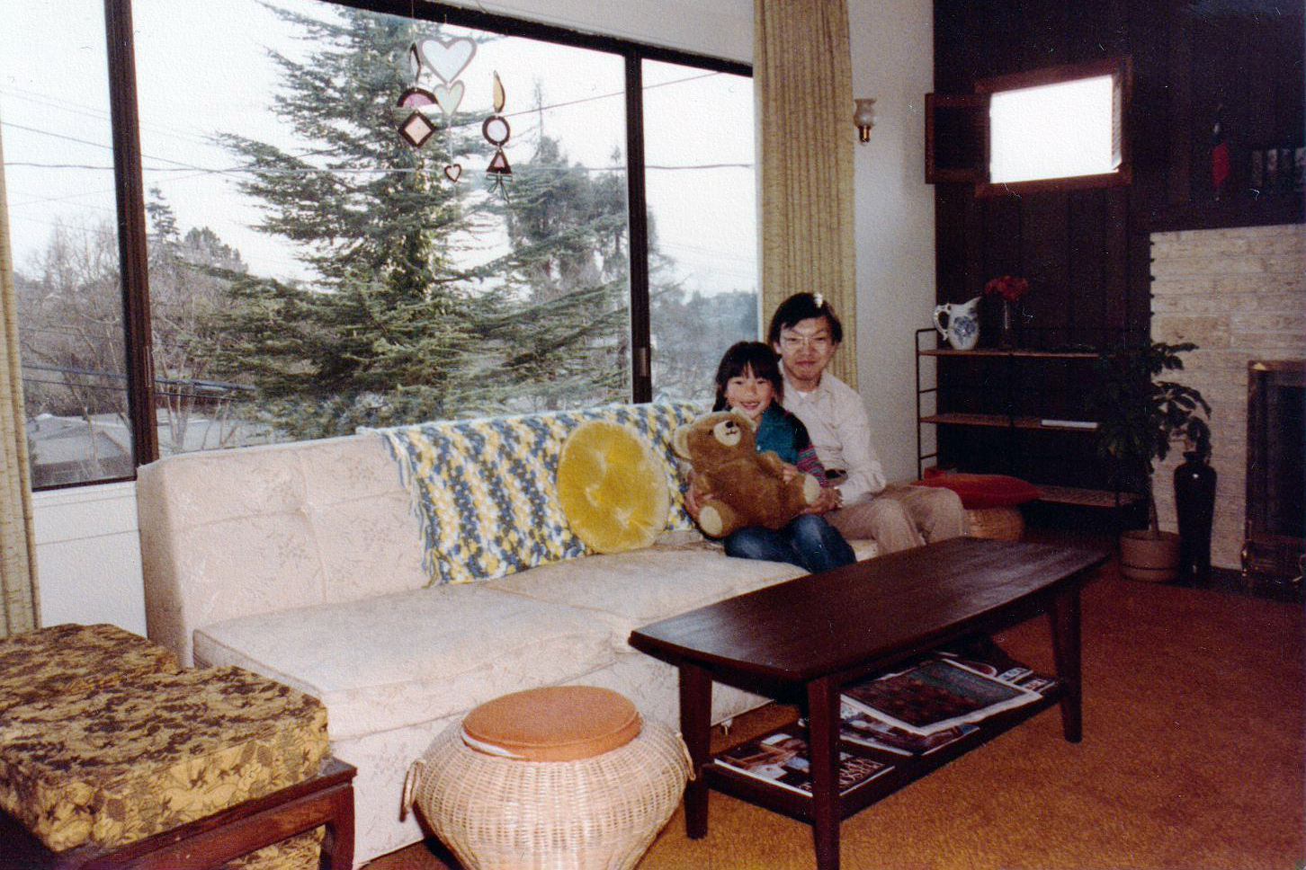 before family vintage photo in living room