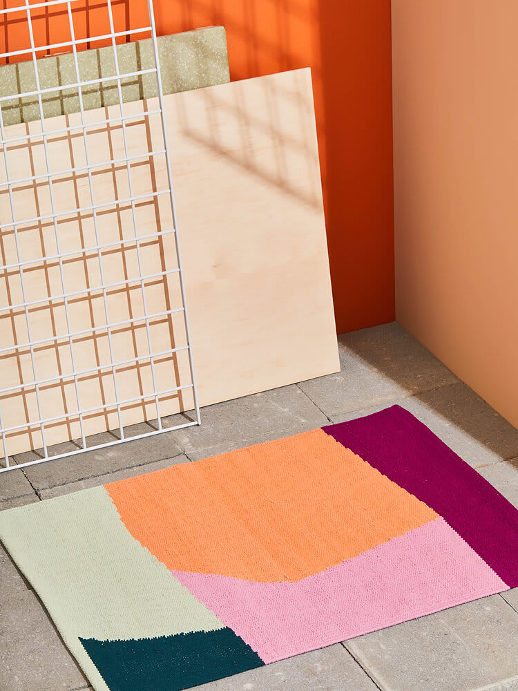 color blocked bath mat