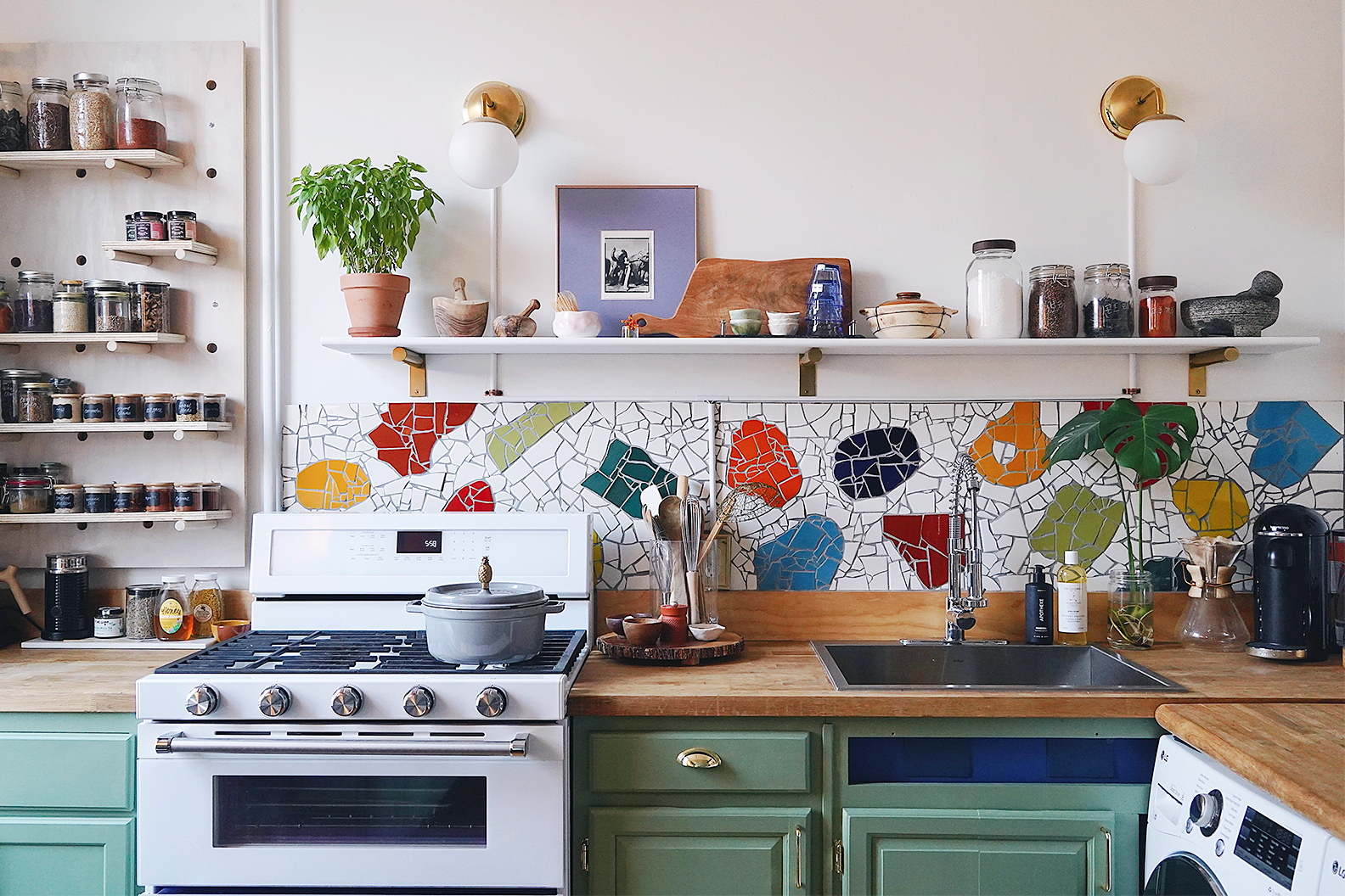 colorful mosaic backsplash