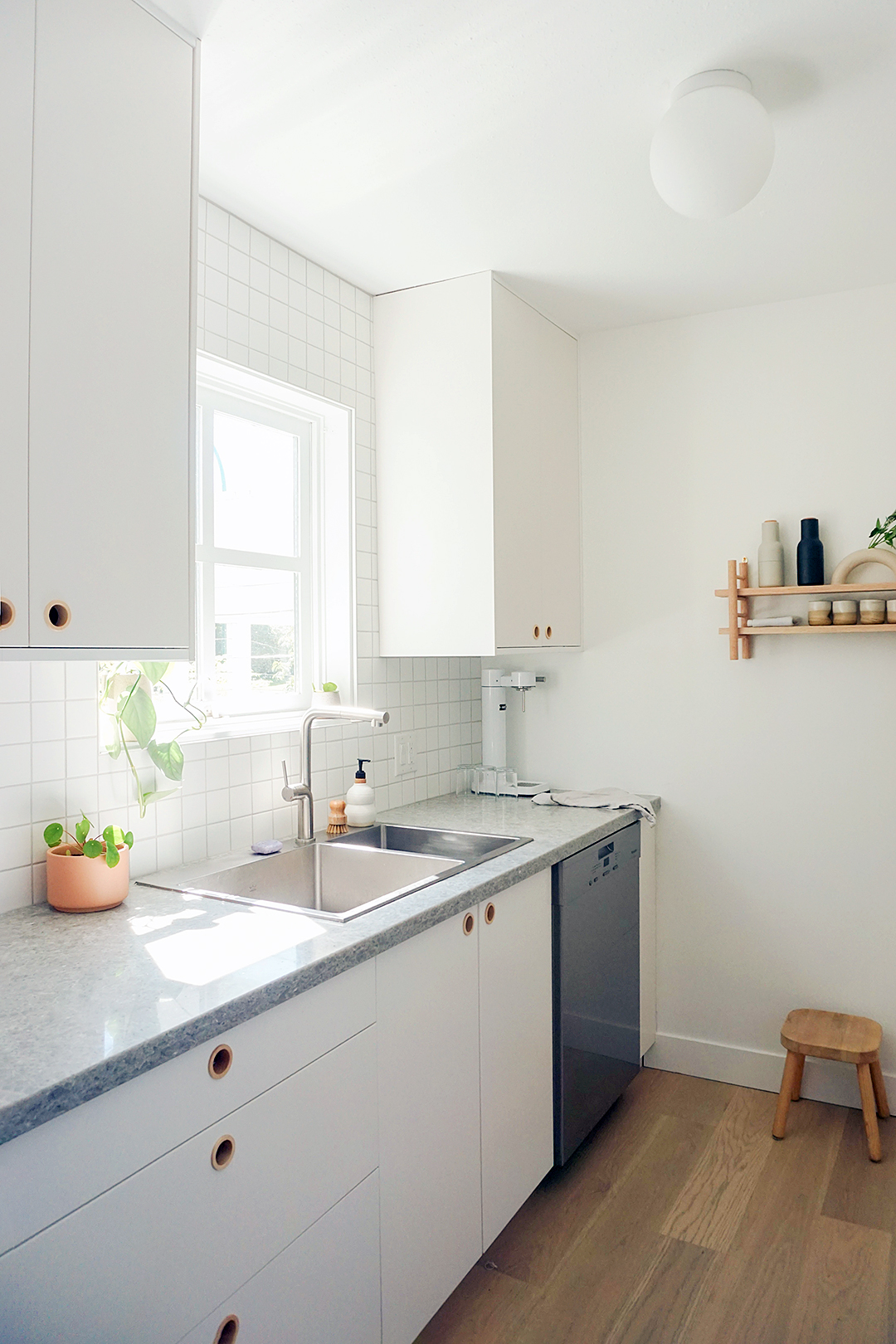 white galley kitchen