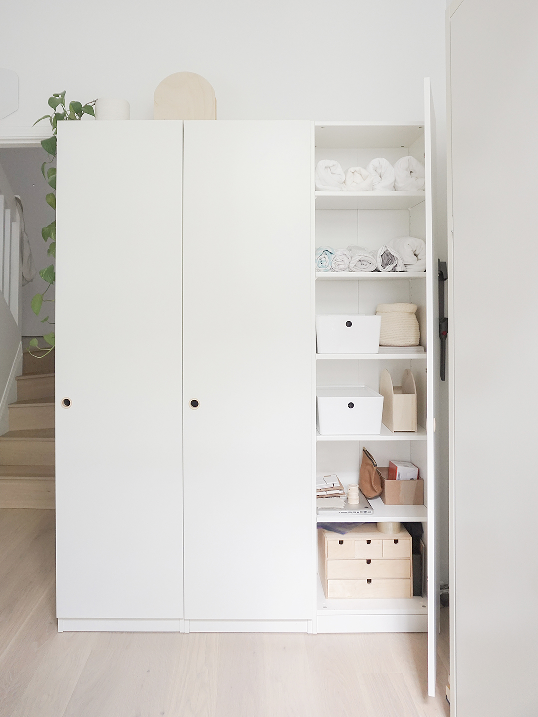 open linen closet