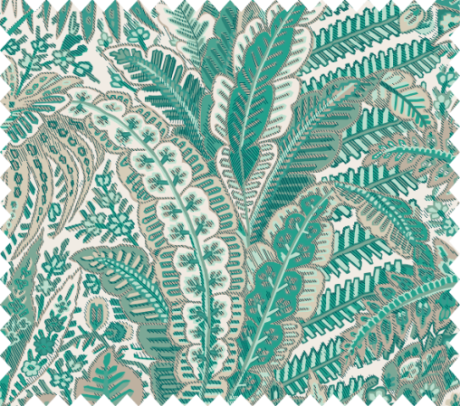 white and green floral fabric