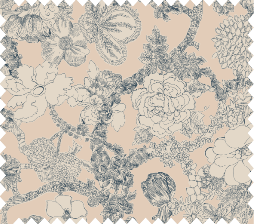  cream and navy floral fabric