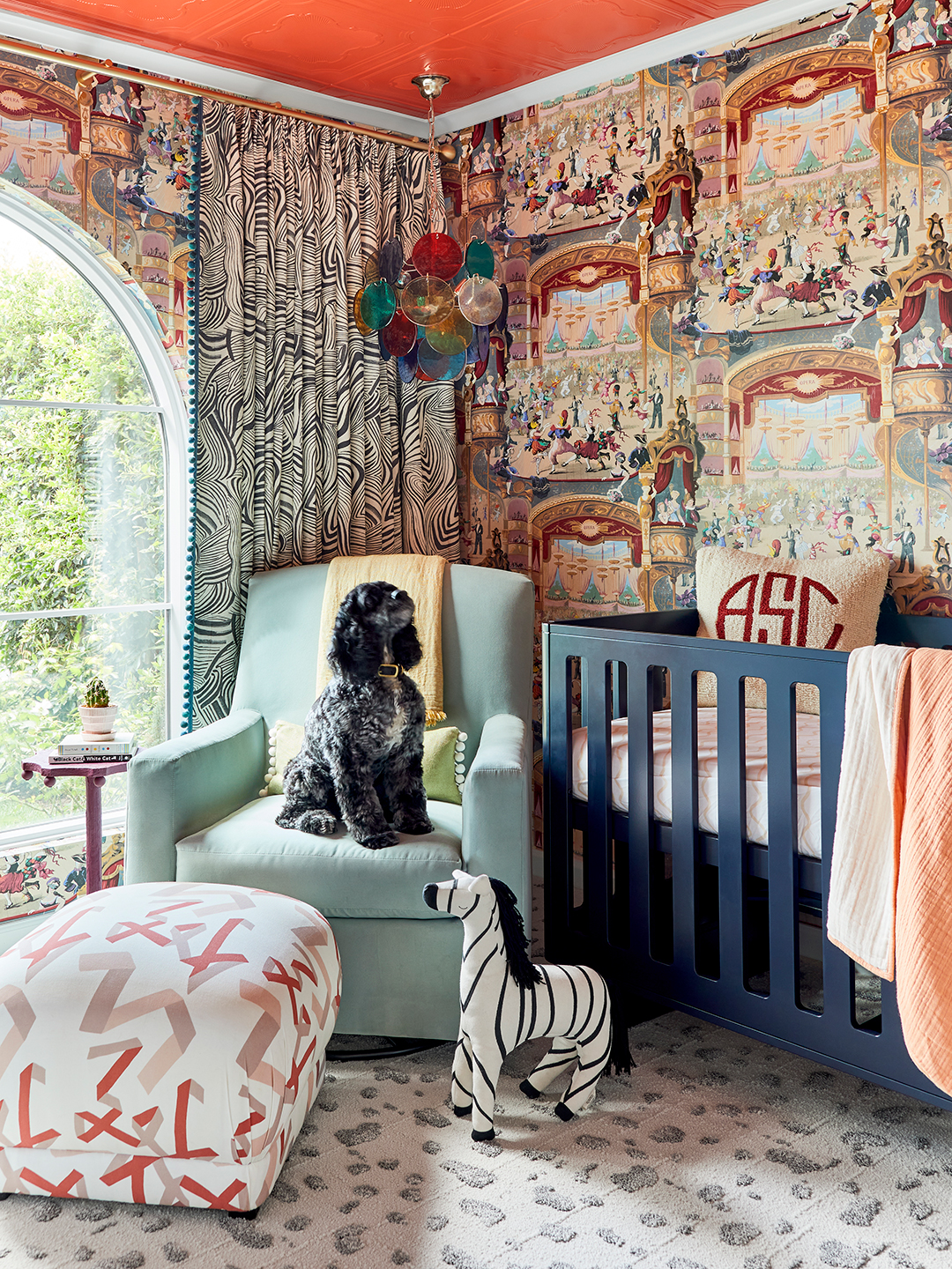 Carnival Nursery with Rocking Chair and Painted Ceiling