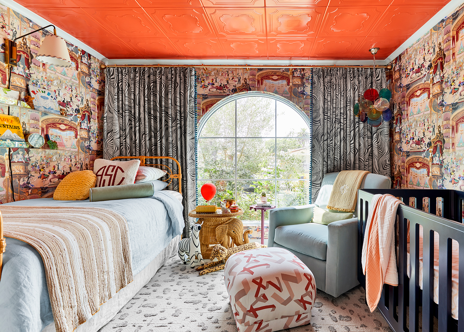 Carnival nursery with orange ceiling