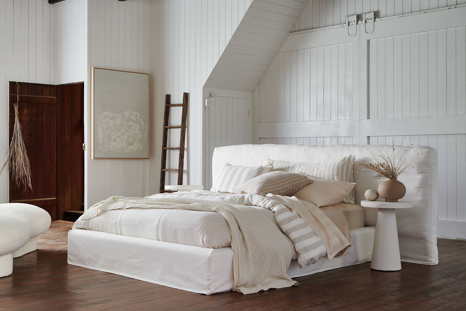 white bed