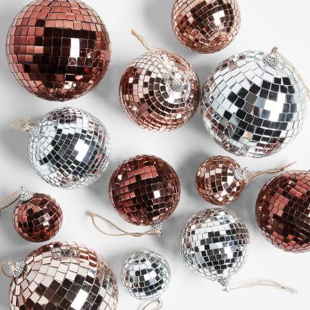  Disco ball Christmas ornaments of various sizes