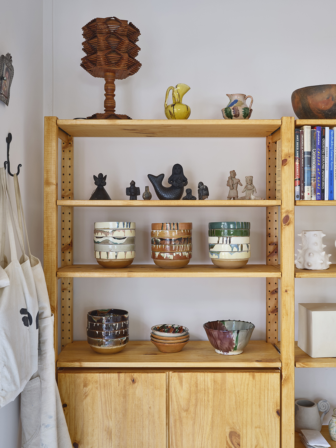 ceramics on shelf