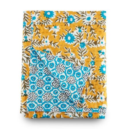  bright yellow and green throw