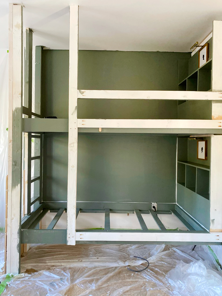 half painted bunk bed