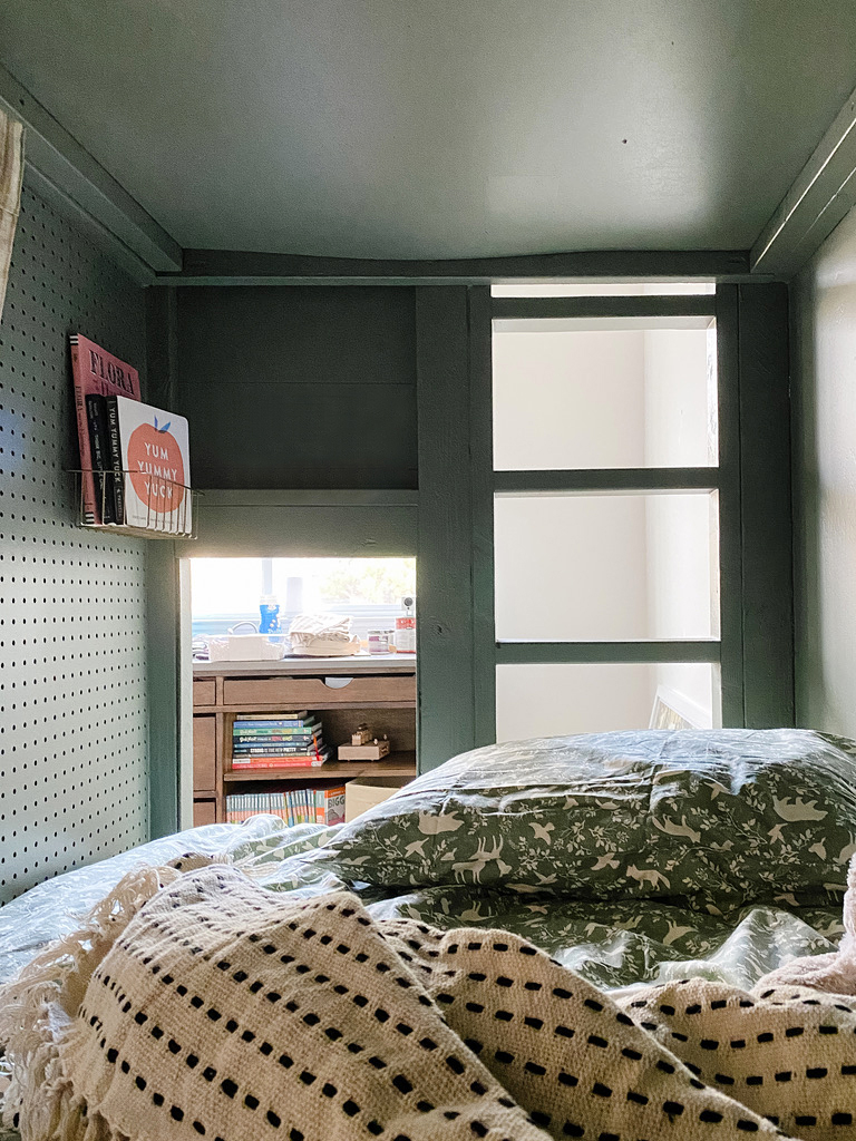 pegboard wall in bunk bed