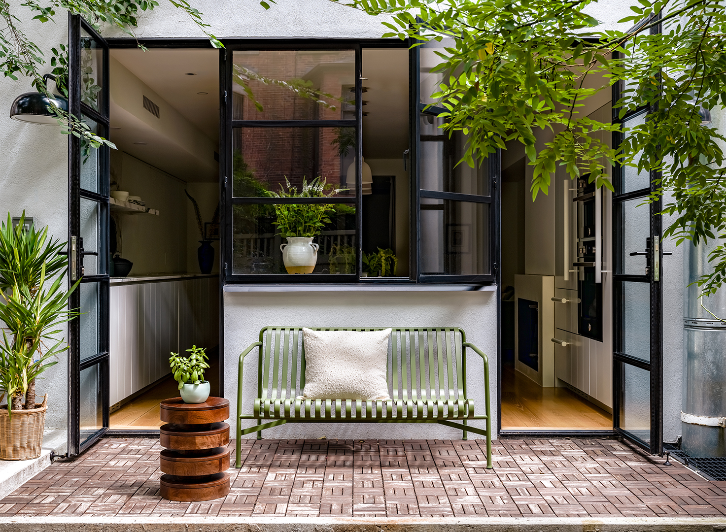 Outside Looking In of Steel Frame Doors and Windows of Harlem Apartment