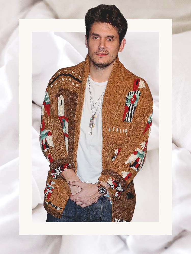 John Mayer wearing a sweater