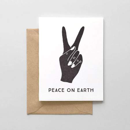  peace and love hand- holiday card