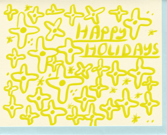  white and yellow happy holiday card