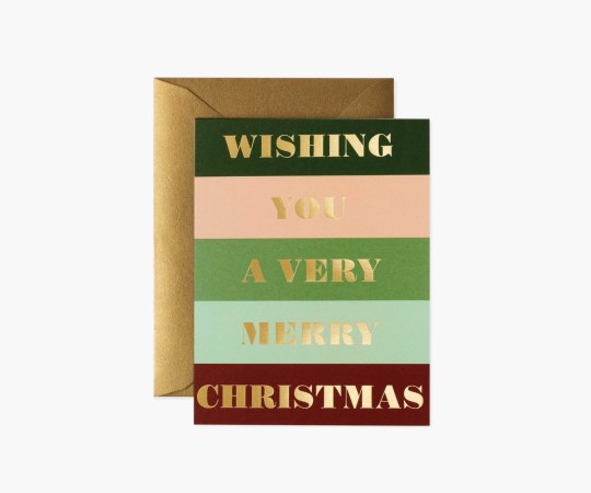  merry christmas card with colorful stripes