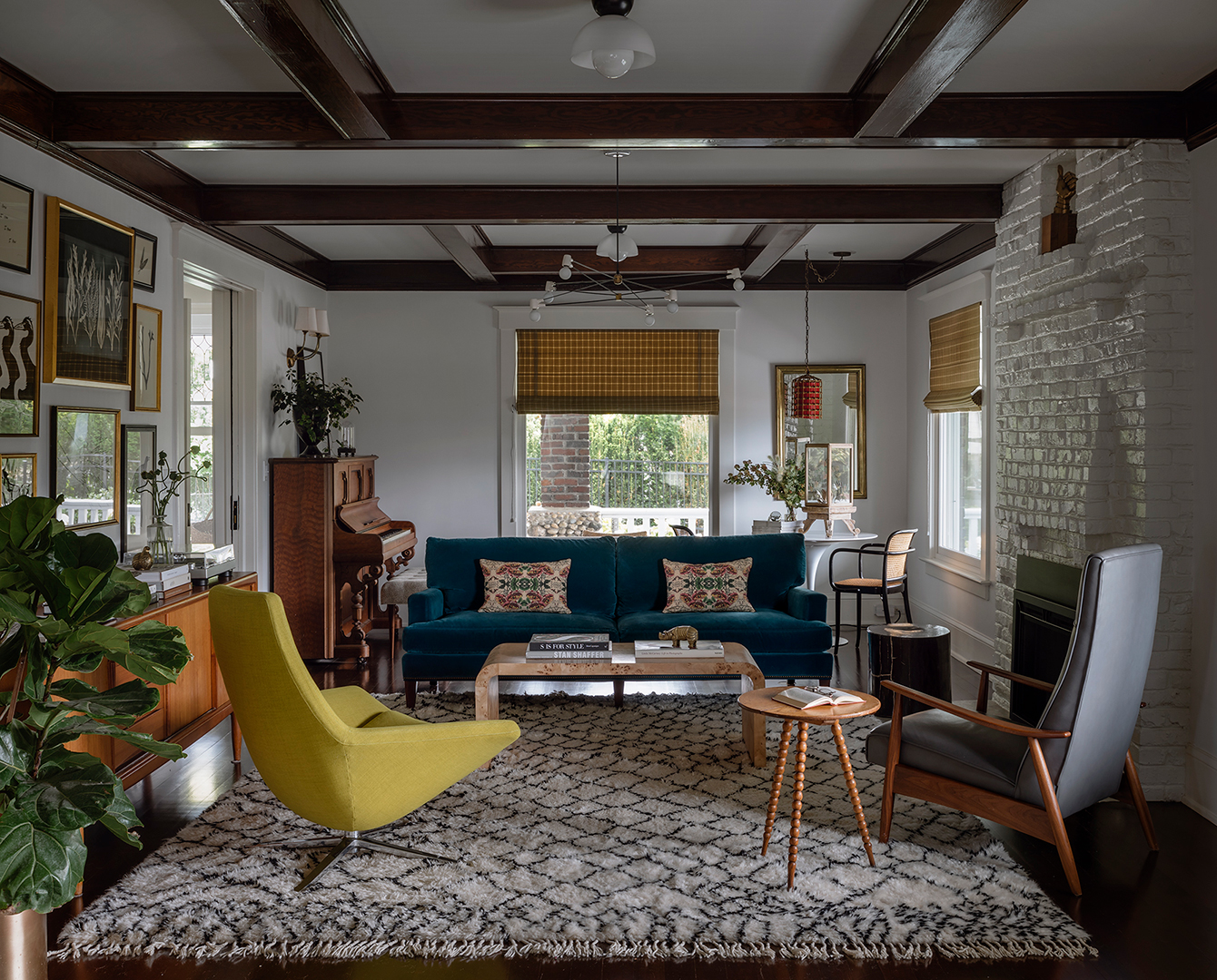 mid century cozy dark living room