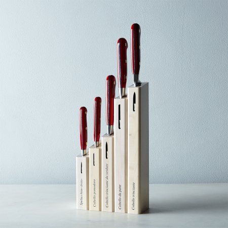  Red handle knife set with magnetic holders