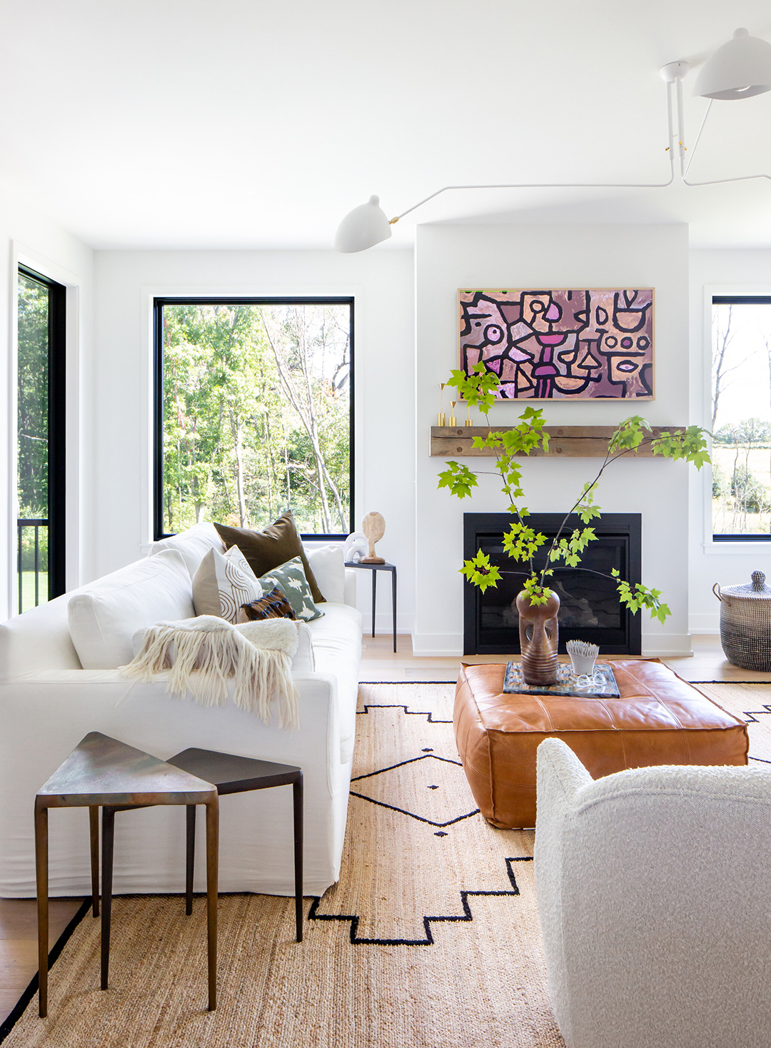 white cozy living room