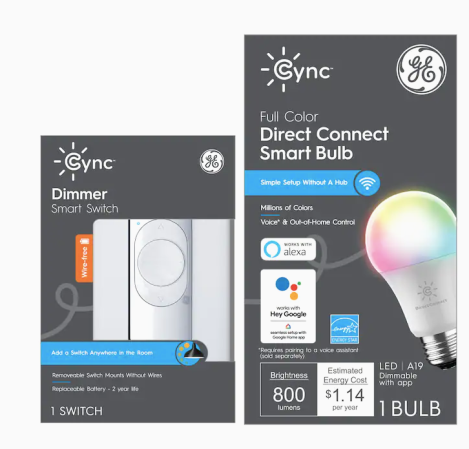  smart light bulb and dimmer switch