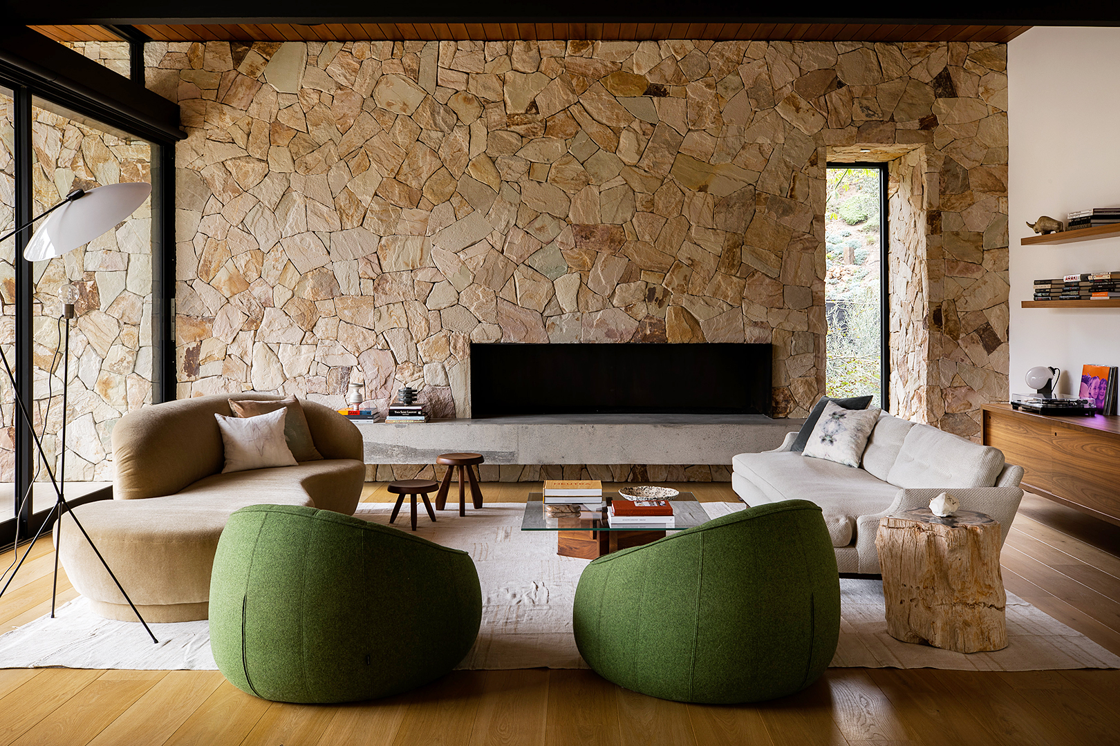 stone living room wall