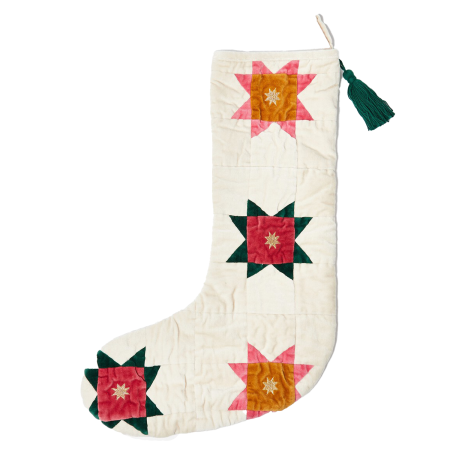  White Velvet Patchwork Stocking