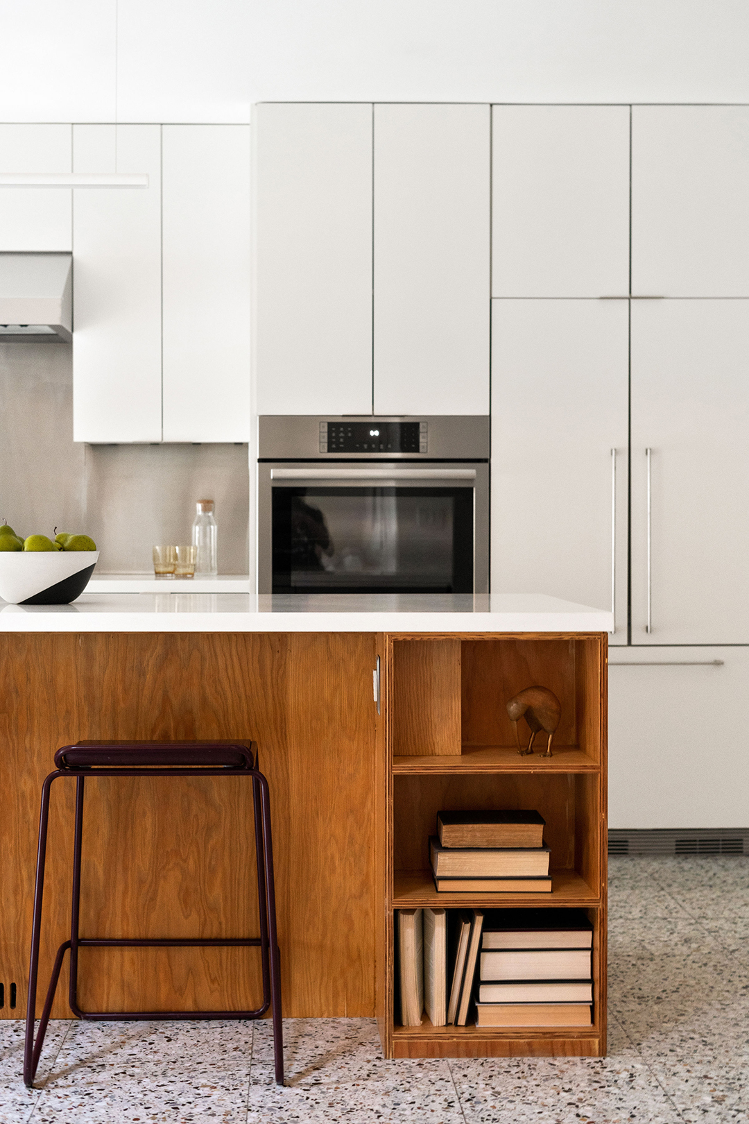 kitchen with plywood island