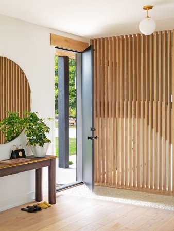 slatted wood entry