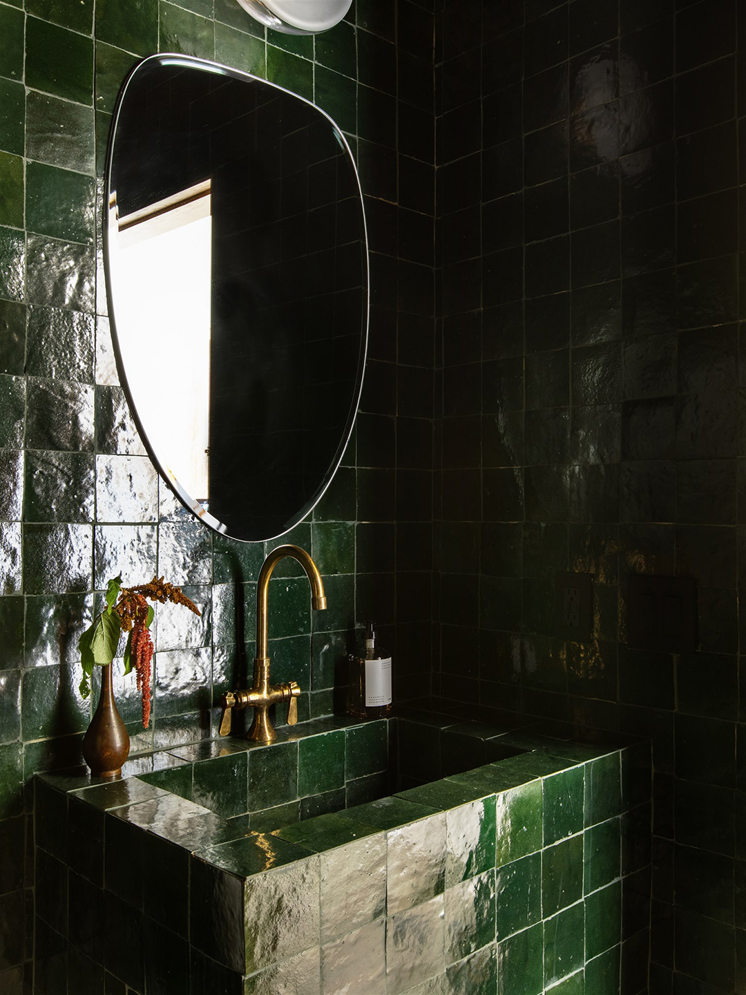 green tile bathroom sink