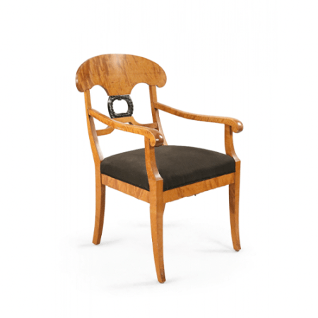  Biedermeier style chair with black upholstered seat